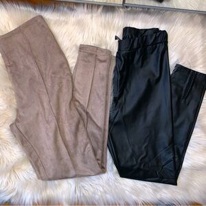 SHEIN women’s size SMALL black leather bottoms suede pants
